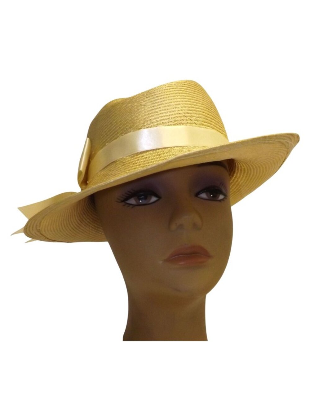 Betmar Straw Hat Satin Ribbon Bow Accent Beige Womens Retro Panama H Bogart